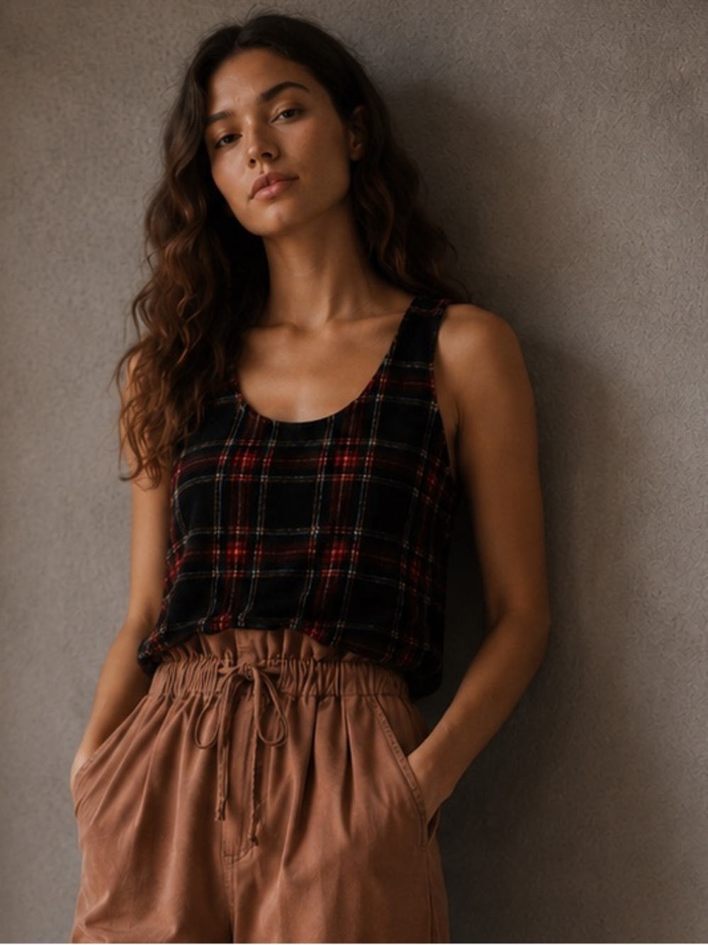 J. Crew Stewart Tartan Velvet Lined Tank Top Size 6